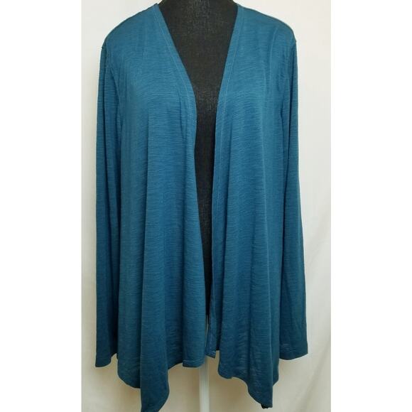 Simply Vera Vera Wang Open Front Teal Cardigan Draped Front Lightweight Size XL - Picture 1 of 7